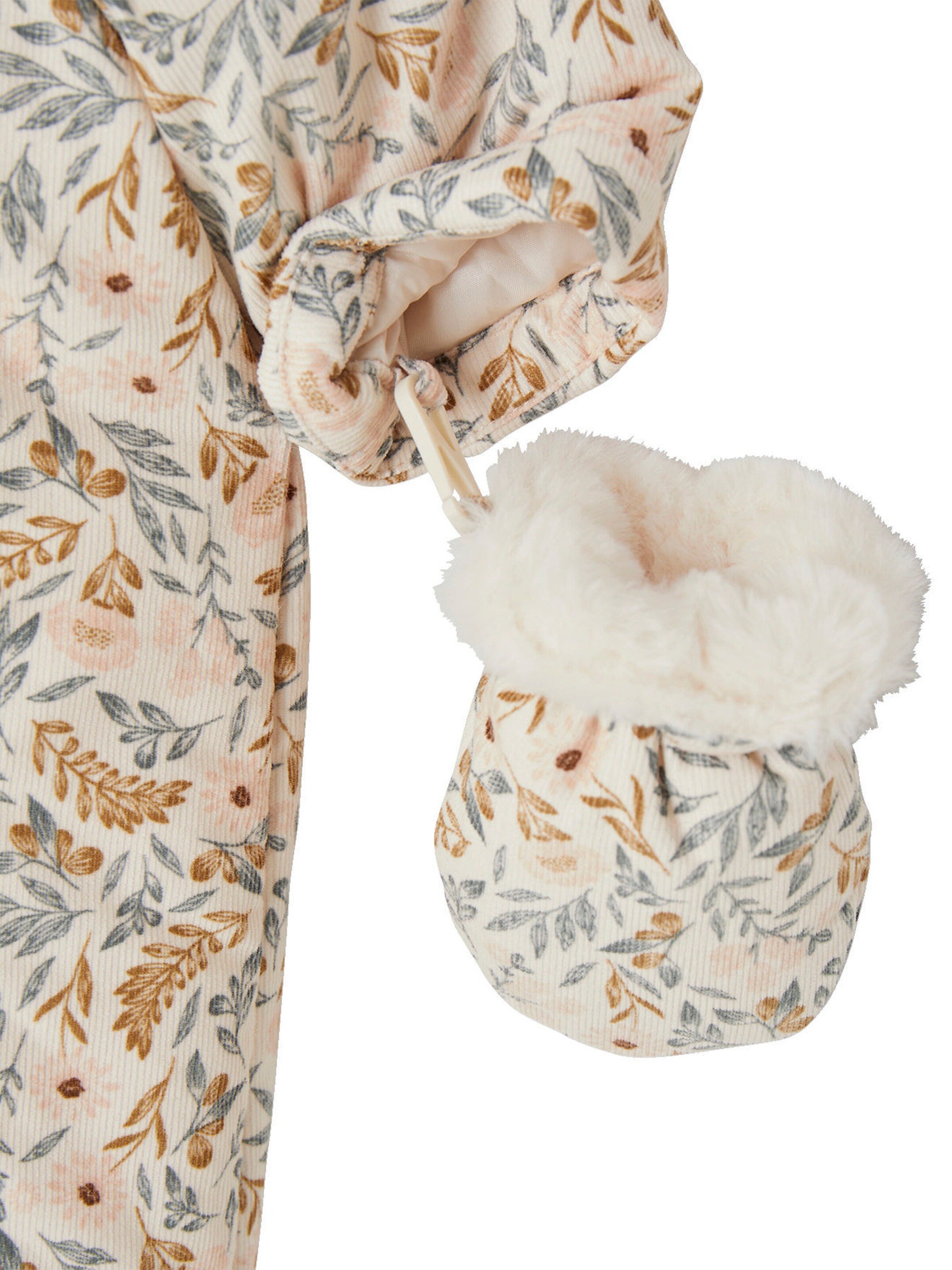 Vertbaudet Baby Winter-Overall mit abnehmbaren Fäustlingen, Recycling-Material wollweiß