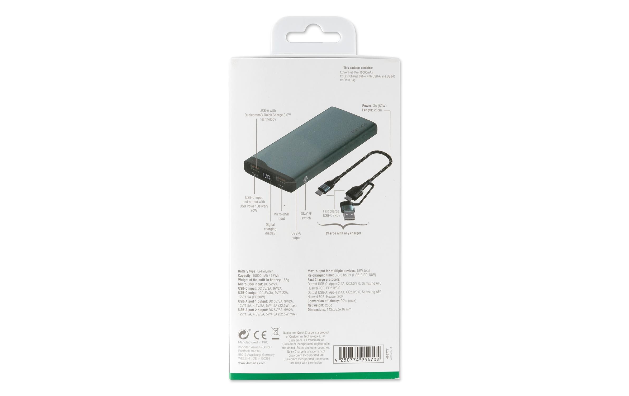 Powerbank VoltHub Pro 10000 mAhMultiport-Powerbank mit modernen Ladestandards