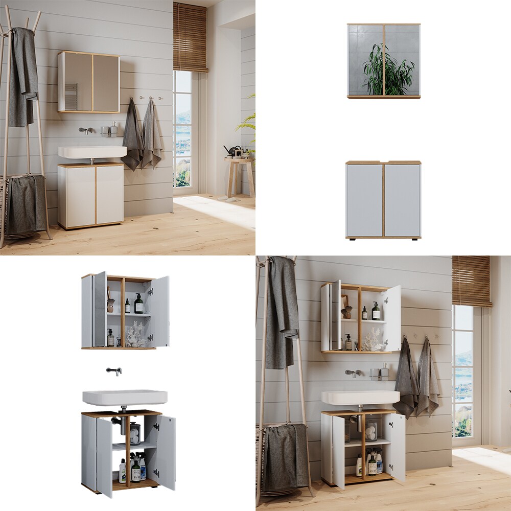 Vicco Badmöbel-Set Didi Weiß Eiche 2 Teile
