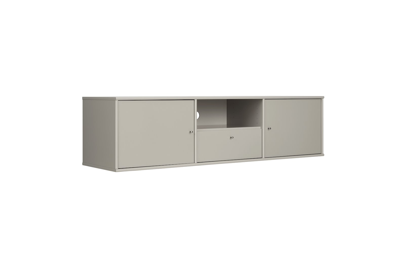 Mistral TV-Benk 2 dører + 1 skuff. Lakkert eik i beige. Veggmontert.