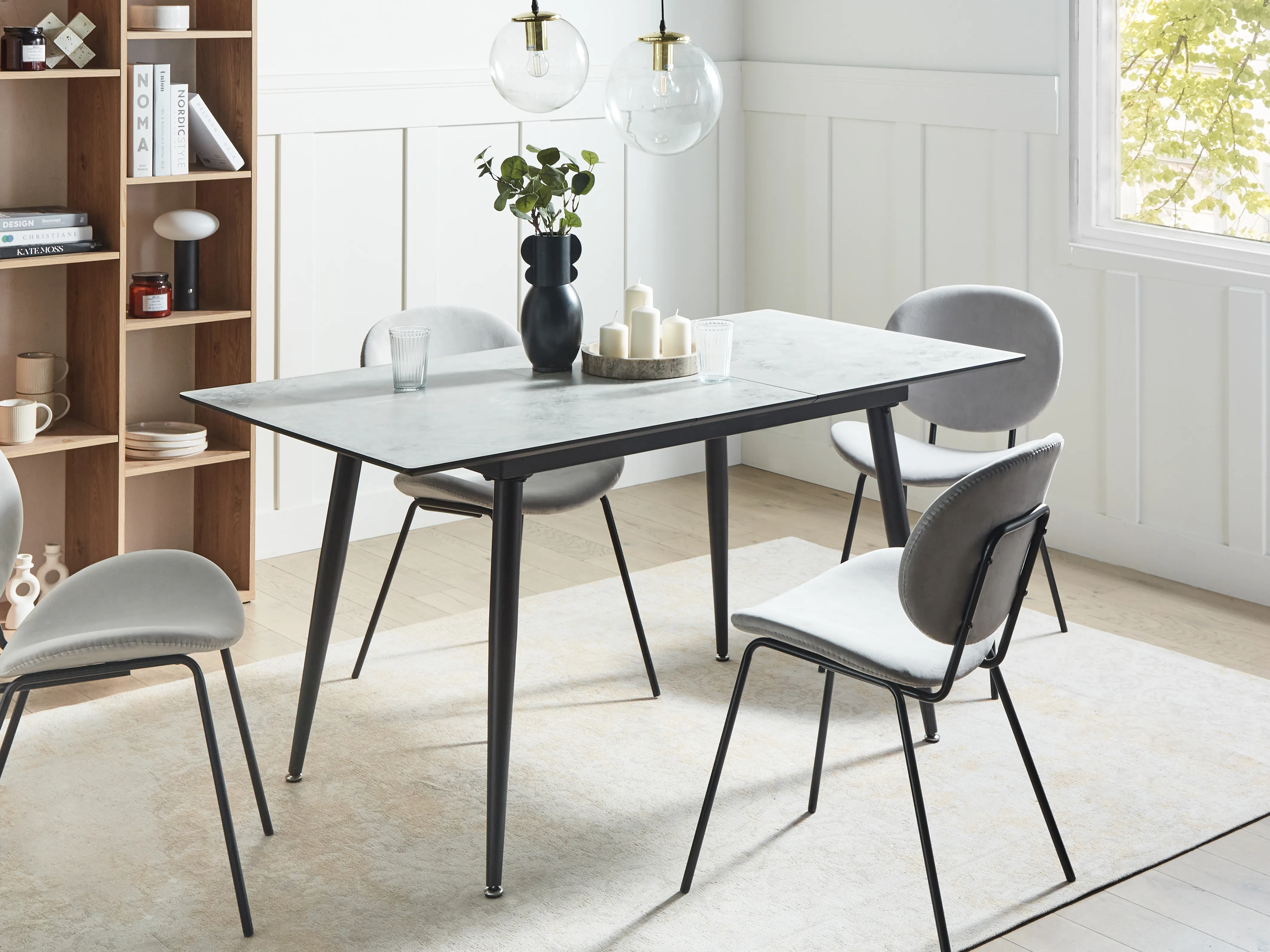 Eettafel EFTALIA Wit marmer 80 cm 120/150 cm