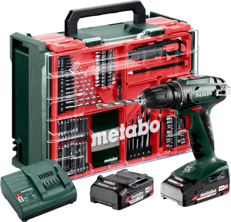 Metabo BS 18 Set 602207710 Accu-schroefboormachine 18 V 2 Ah Li-ion Incl. 2 accu's, Brushless, Incl. koffer, Incl. lade