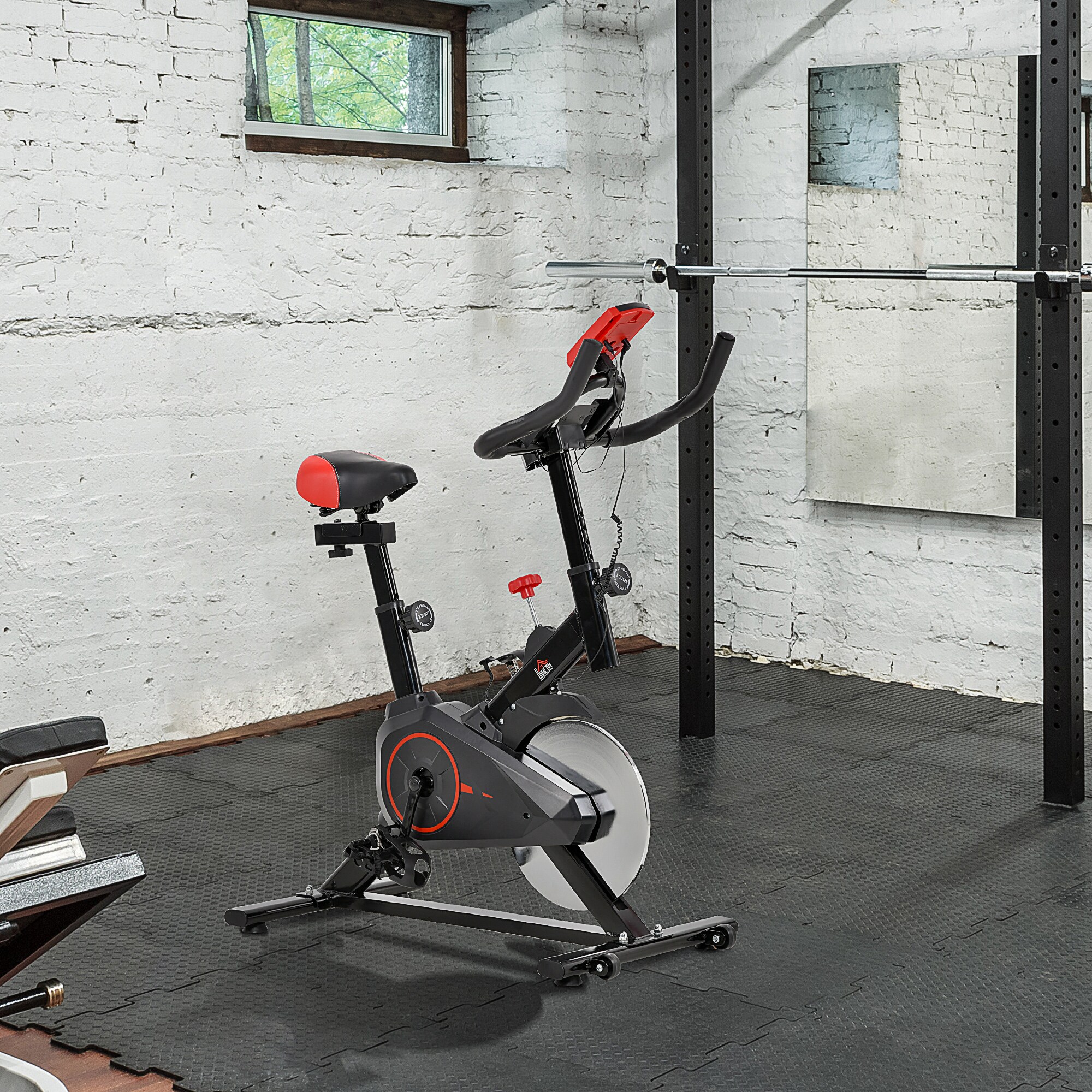 HOMCOM Fitnessfahrrad mit LCD-Monitor schwarz 102 x 47 x 104 cm (LxBXH)