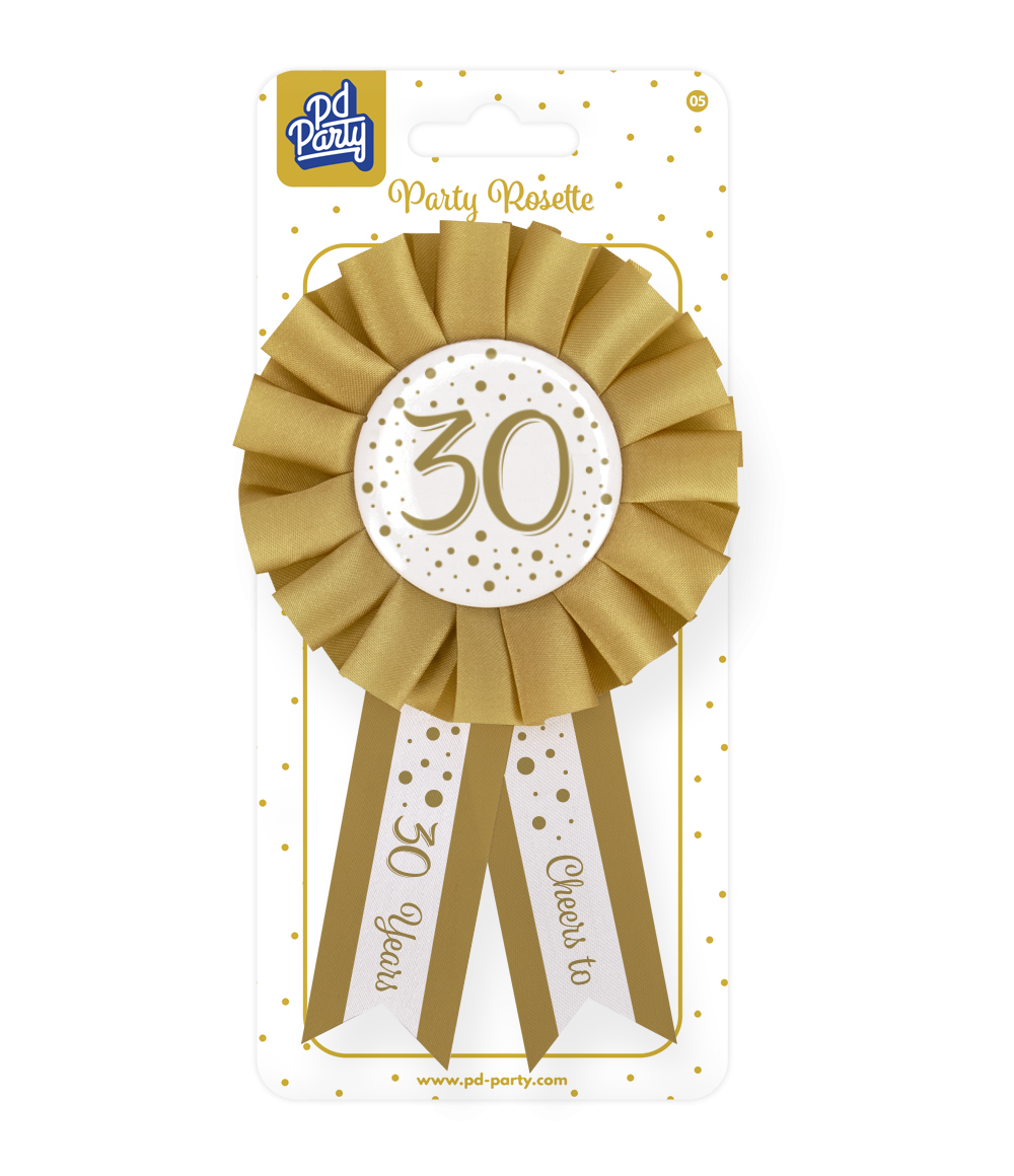 Rozet 30 Jaar Goud Wit 14cm