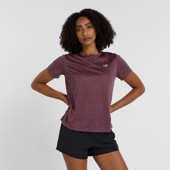 New Balance Athletics Run T-Shirt Faded Plum Heather Damen