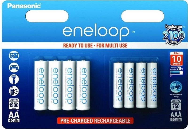 Panasonic Eneloop 4 X AA + 4 X AAA Batterijen Combipack