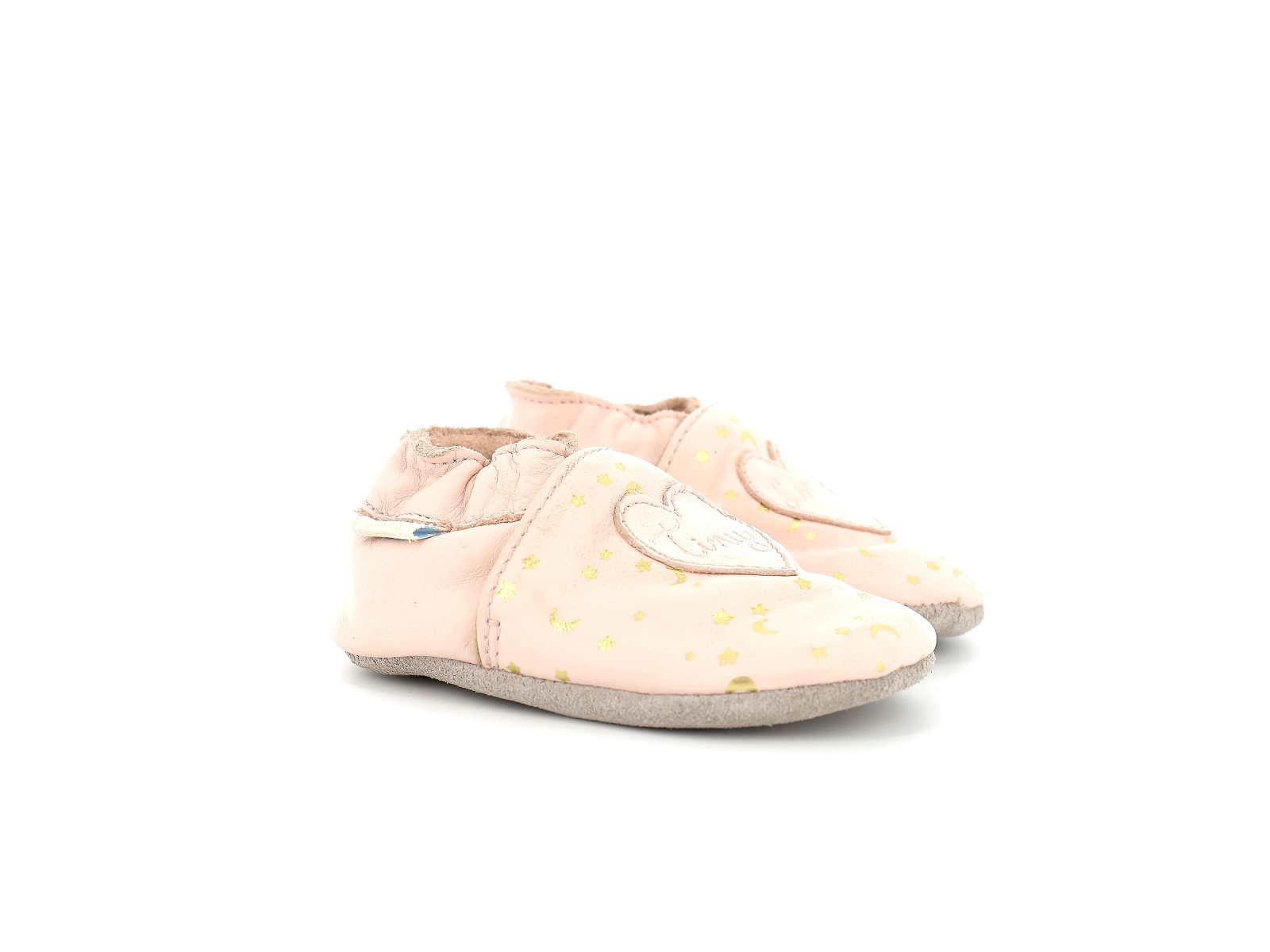 Robeez-FAMILY HEARTS Cuir Or rose