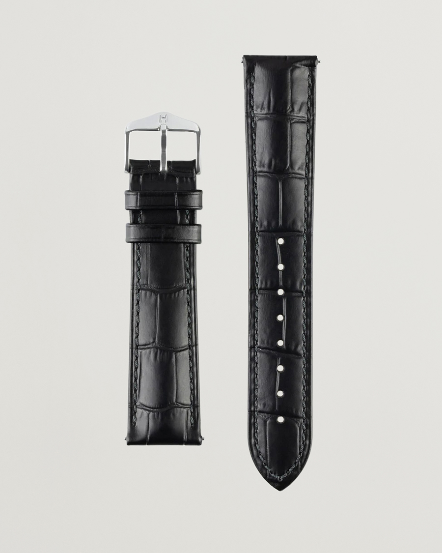 HIRSCH Duke Embossed Leather Watch Strap Black