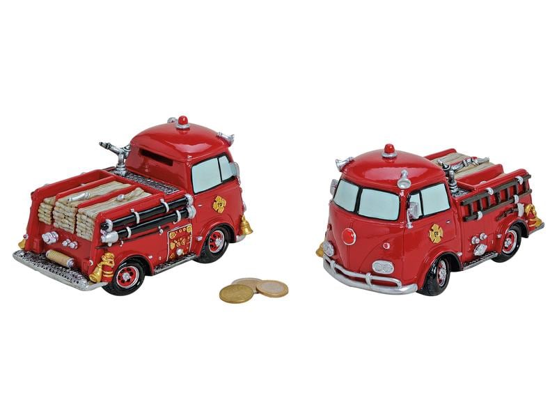 G. Wurm Spardose Feuerwehrwagen 10 x 17 x 11 cm Sparkasse für das aufbewahren von Geld