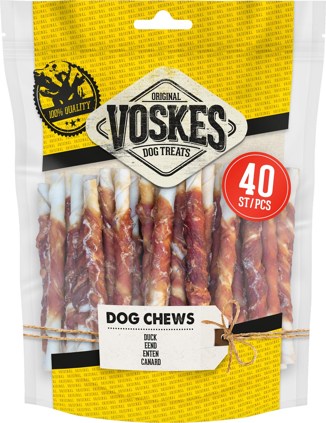 Voskes kauwsticks Rawhide Twist eend 400 g