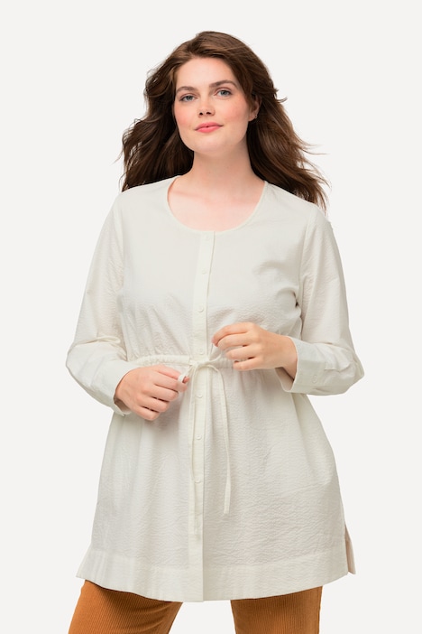 Longbluse, A-Linie, Rundhals, Langarm, Biobaumwolle
