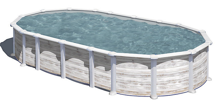 Piscine hors sol acier aspect bois Gré Islandia 7,44 x 3,99 x h.1,32 m