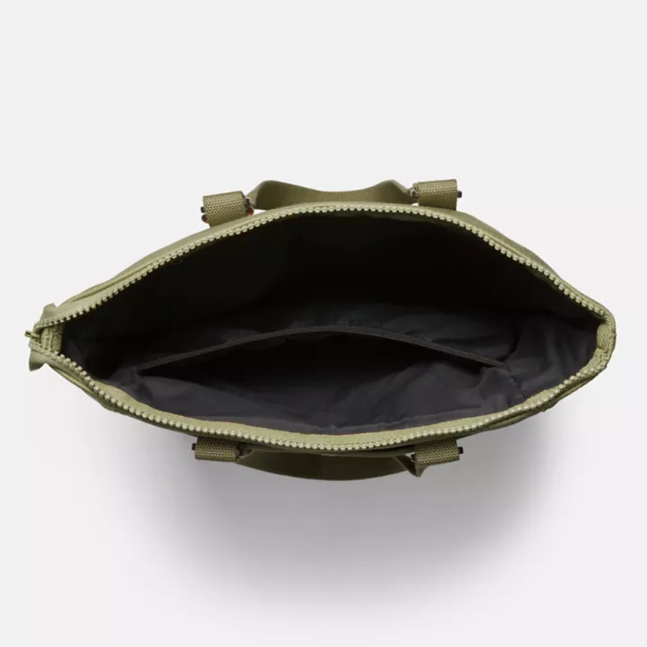 Sac à dos cabas en toile et cuir en vert