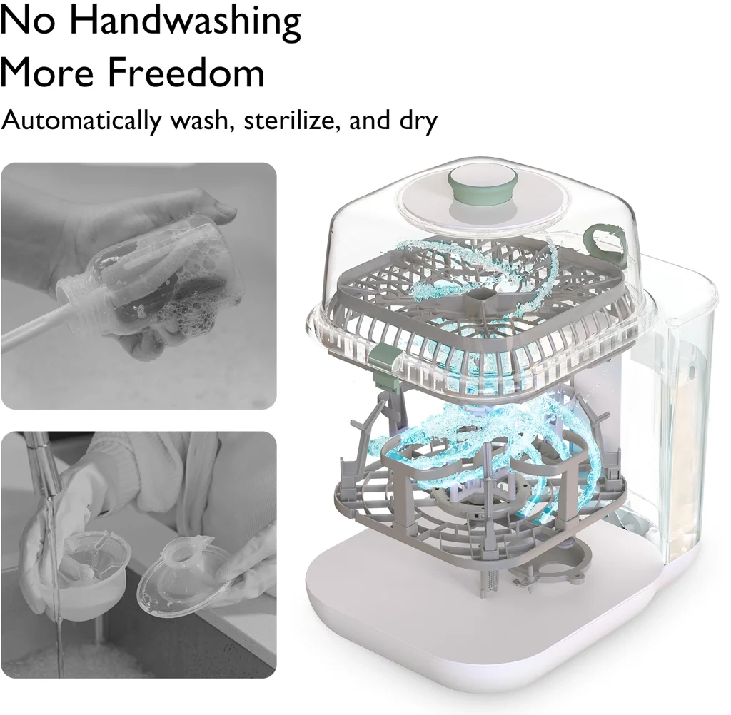 KleanPal Pro Baby Flaschen Reiniger Dampf Sterilisator mit Trocknungsfunktion (BS003-GW12NB-A) - Weiss