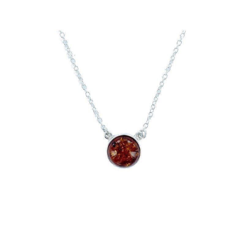 Collier argent 925 Ambre veritable de la mer Baltique