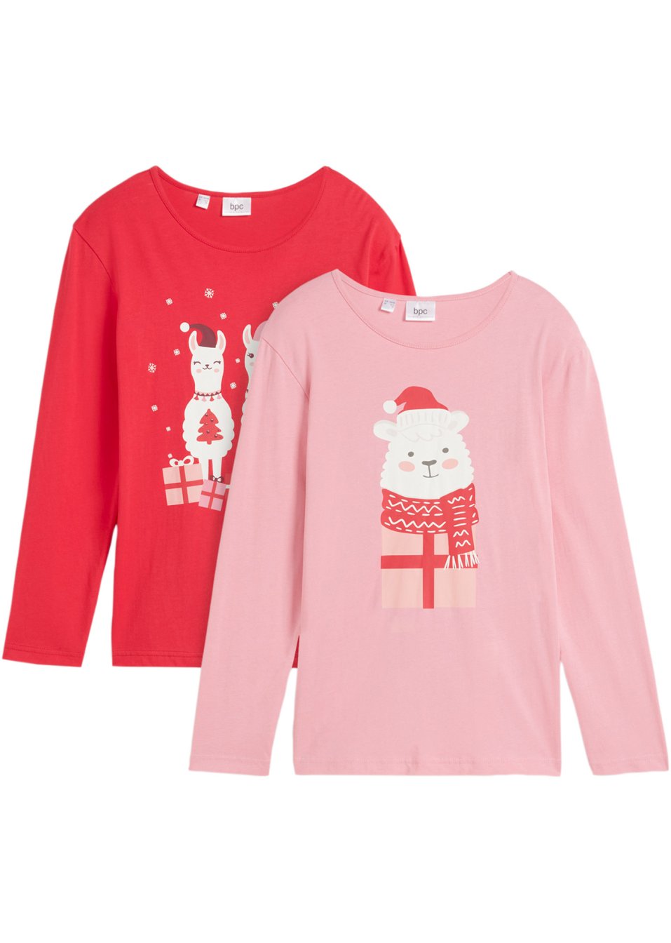 Lot de 2 T-shirts manches longues fille avec motif de Noël