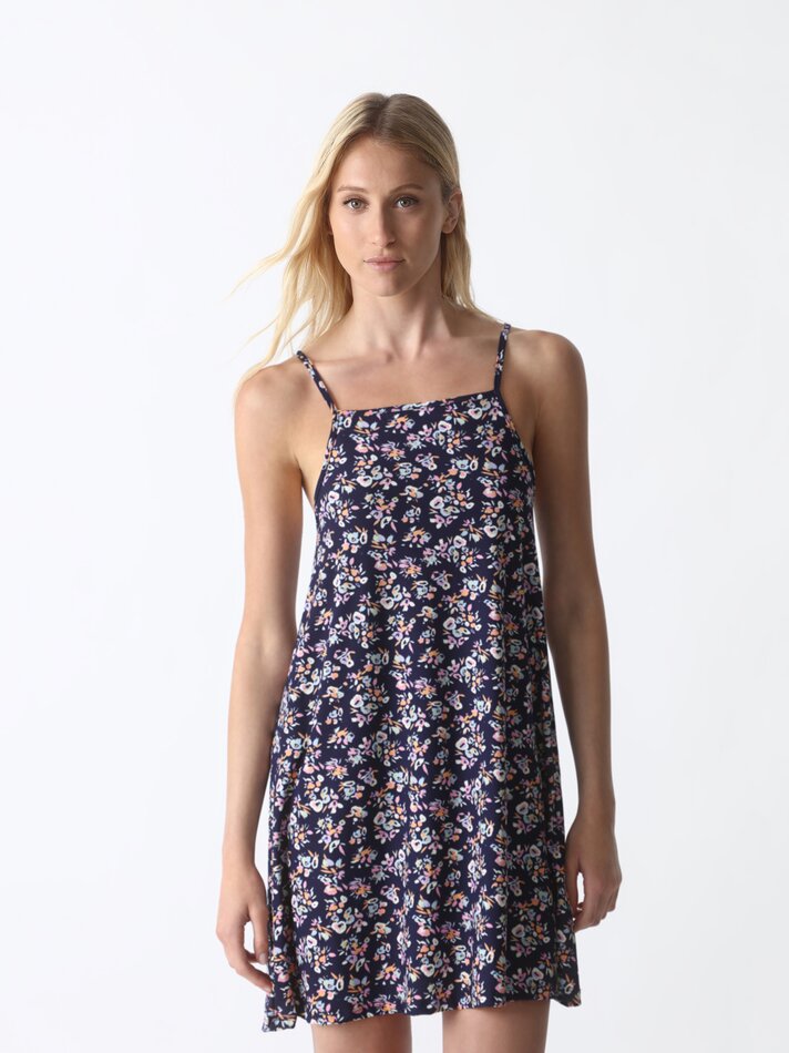 Vestido curto de alças finas - Azul/índigo