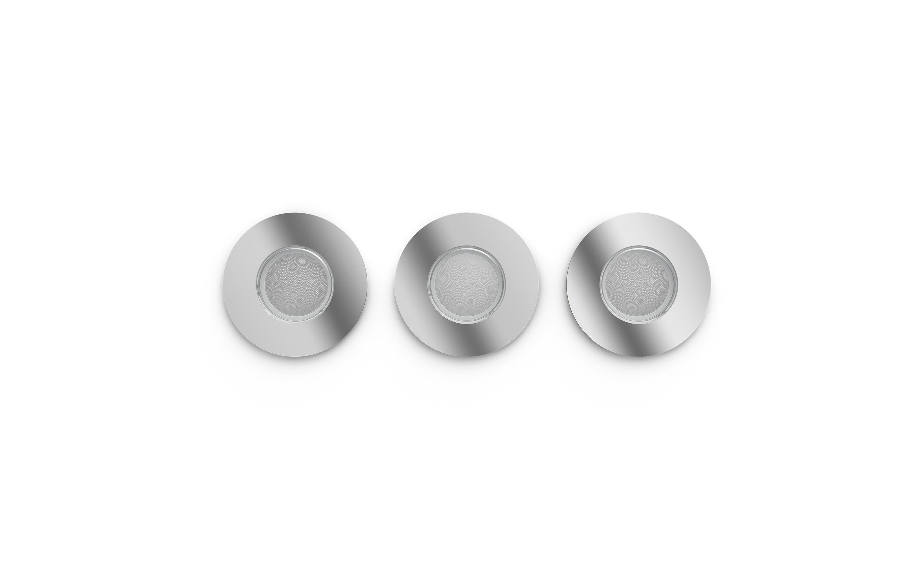 White & Color Ambiance Xamento Einbauspots 3er-Pack Silber<br>Smartes Licht für jeden Raum