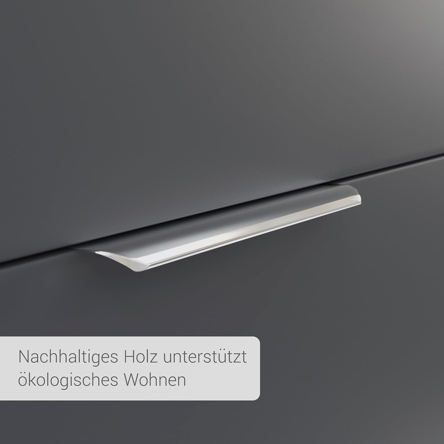 BERNSTEIN Badmöbel-Set Tim 80cm Waschbeckenunterschrank mit Waschtisch, Unterschrank in Anthrazit matt, Griffe in Chrom,Keramik-Waschbecken vormontierter Unterschrank, feuchtigkeitsresistent