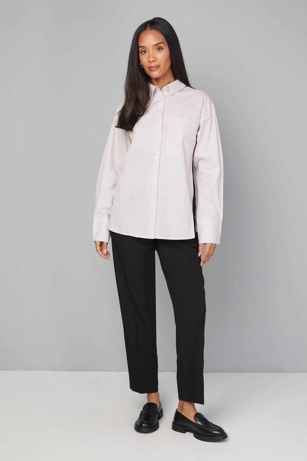 Wallis Chemise à Bandes Latérales avec Poche Rayée