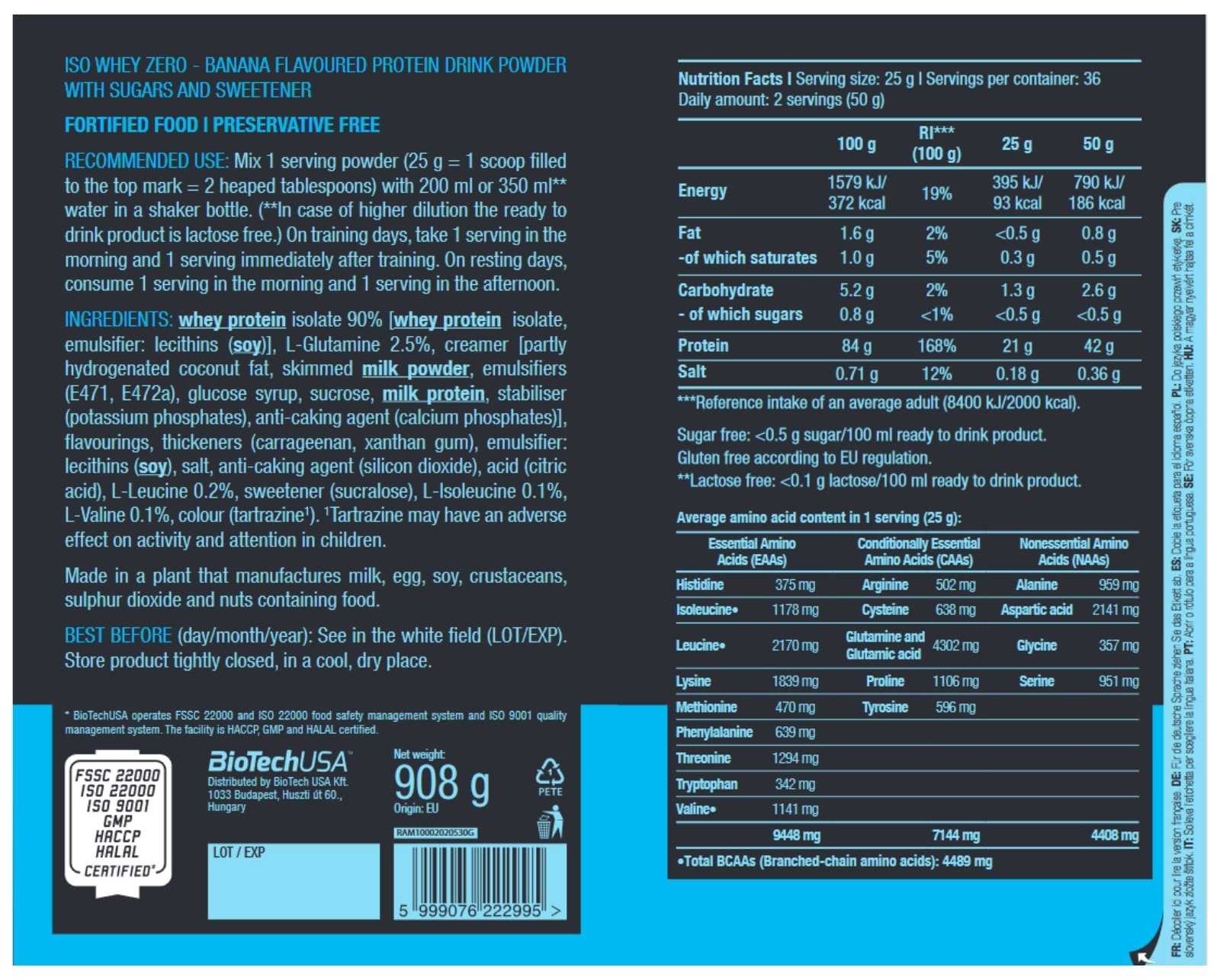Biotech USA Iso Whey Zero 500g