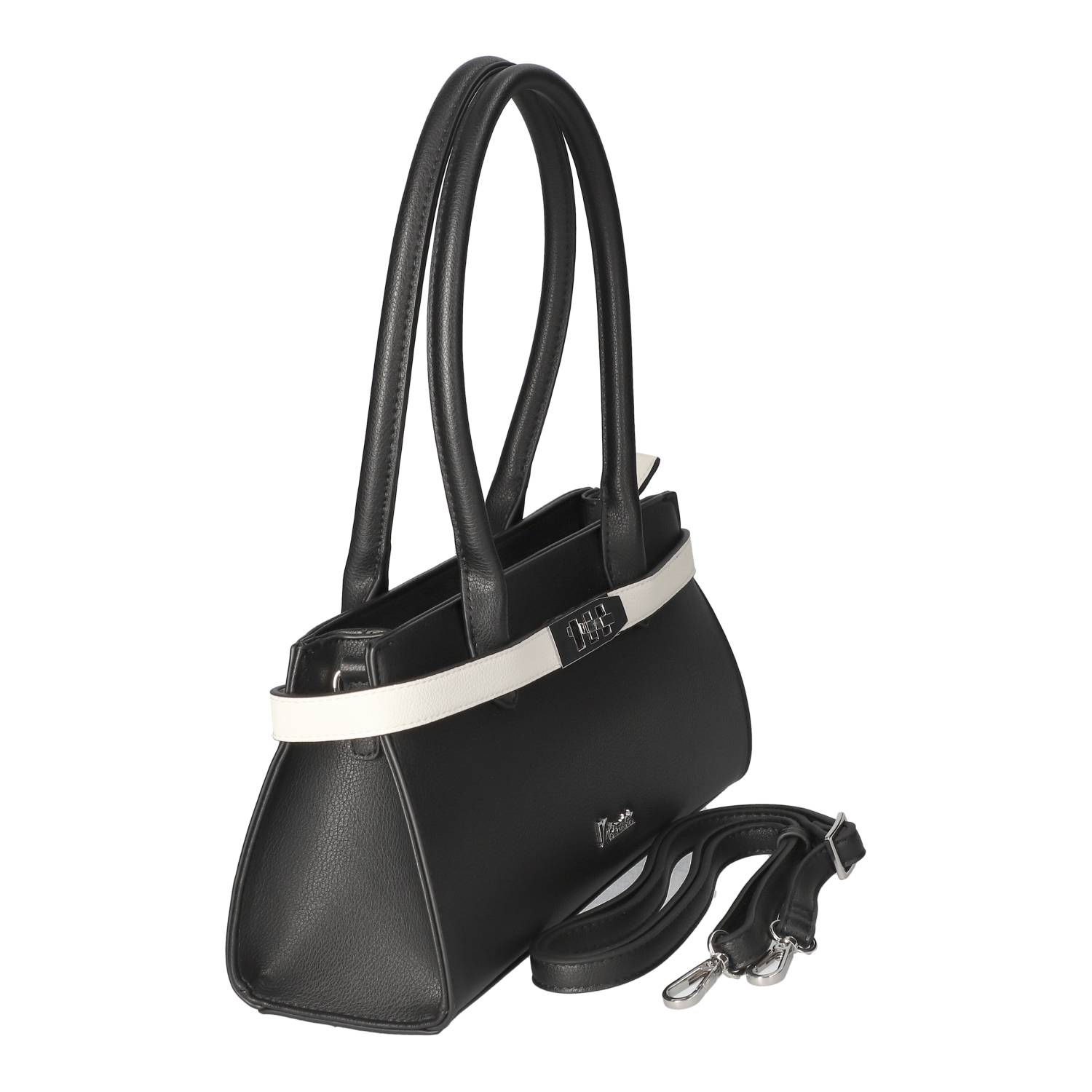 Kaerlek Schultertasche - schwarz/weiß