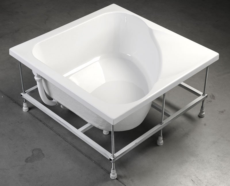 Polysan Carmen vierkante douchebak met steun 90x90cm wit