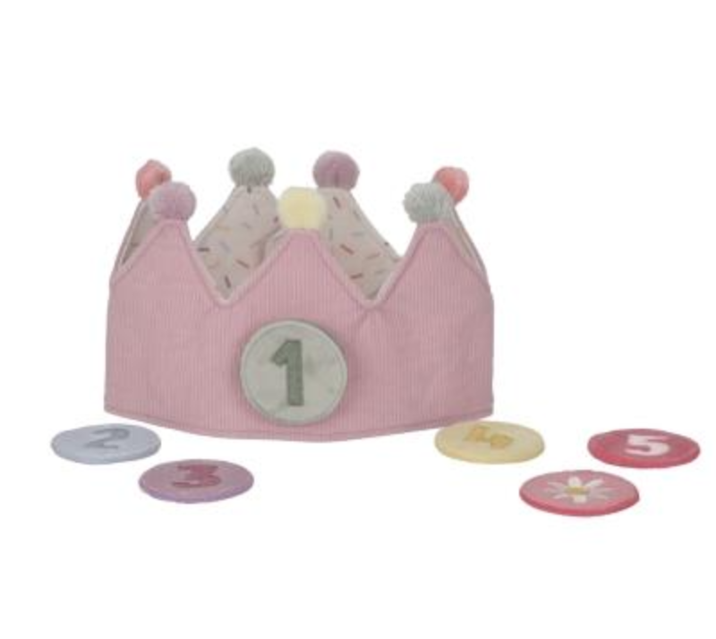 Little Dutch Little Dutch Verjaardagskroon stof met roze cijfers