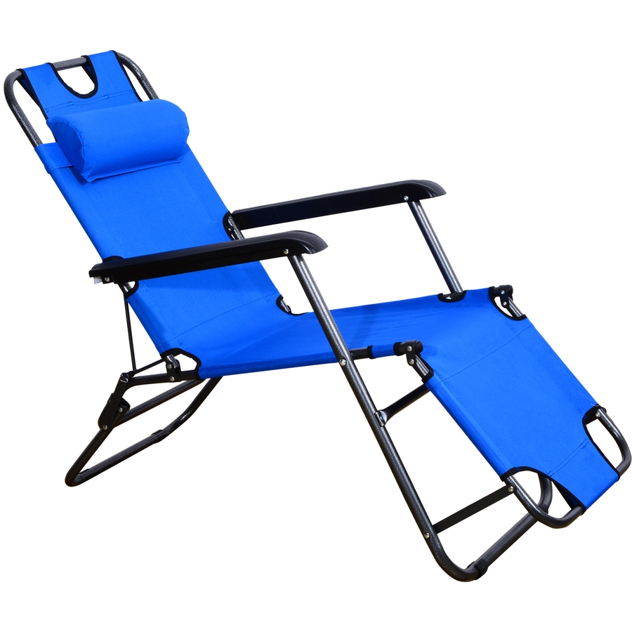 Outsunny Sonnenliege mit Kopfkissen blau