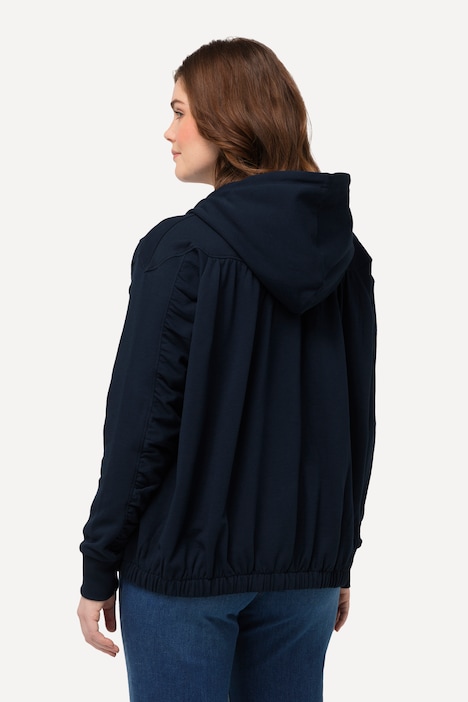 Hoodie-Jacke, gekräuselte Quernaht, Kapuze, Biobaumwolle