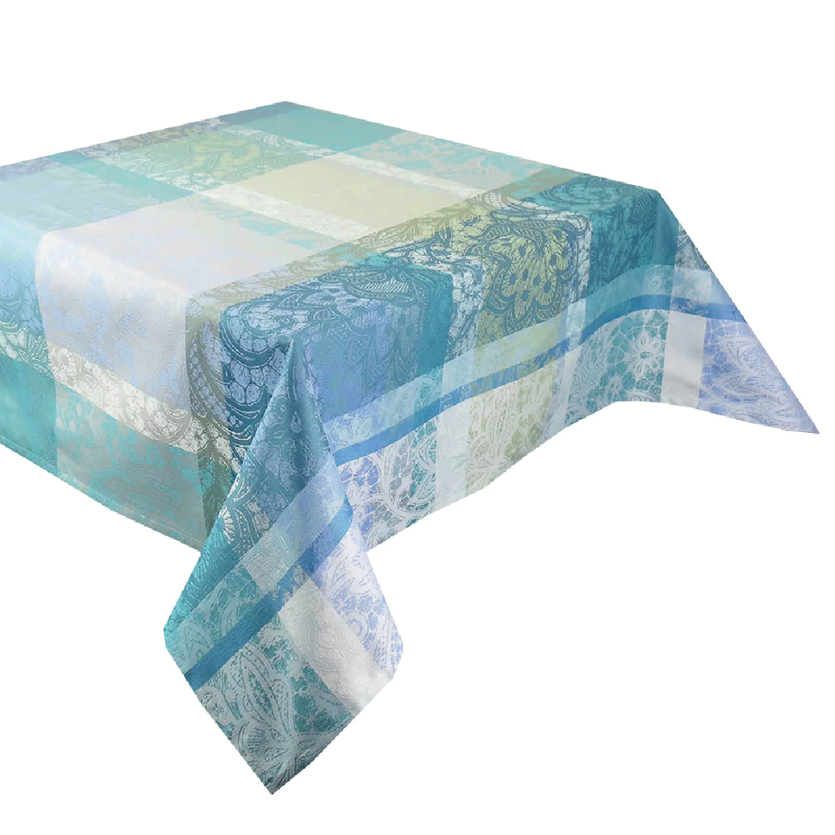 Nappe pur coton vert 180X300 Garnier Thiebaut