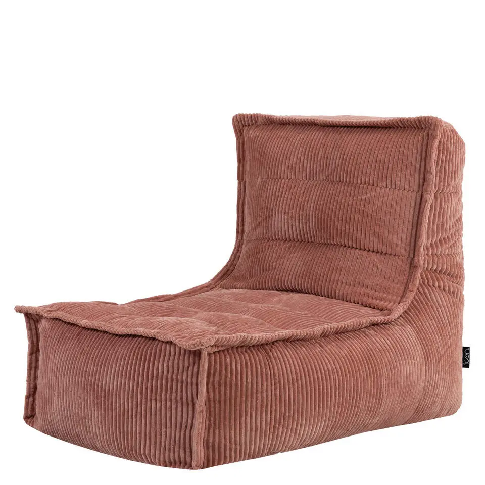 icon - Dolce Lounge Zitzak - Ligstoel - Ribfluweel Fauteuil - Oud roze