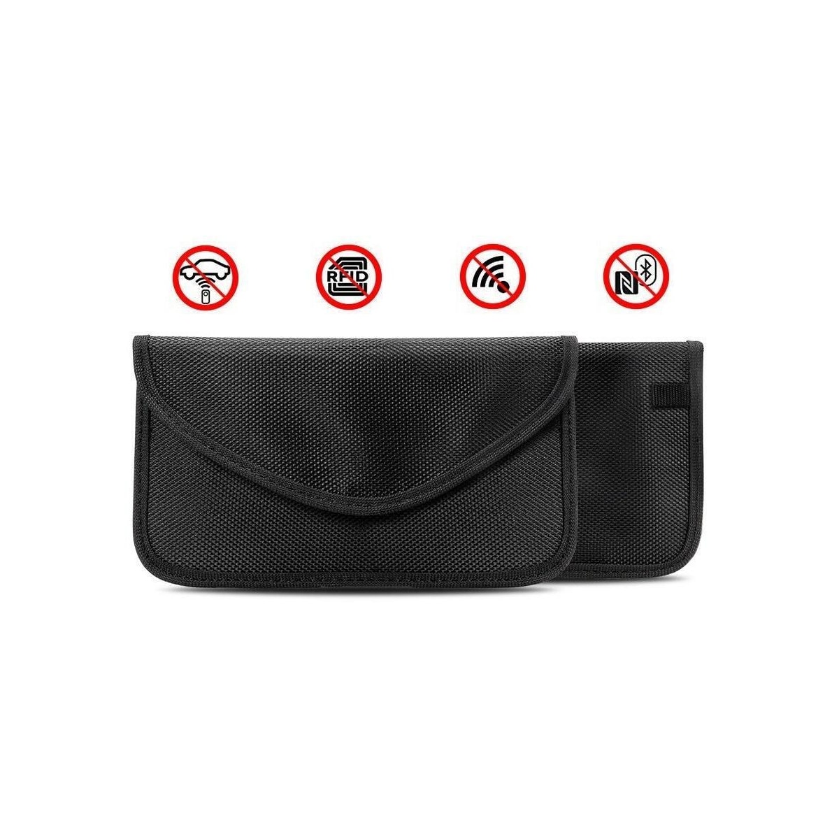 Svart veske med RFID-beskyttelse for kort, telefon, bilnøkler osv.
