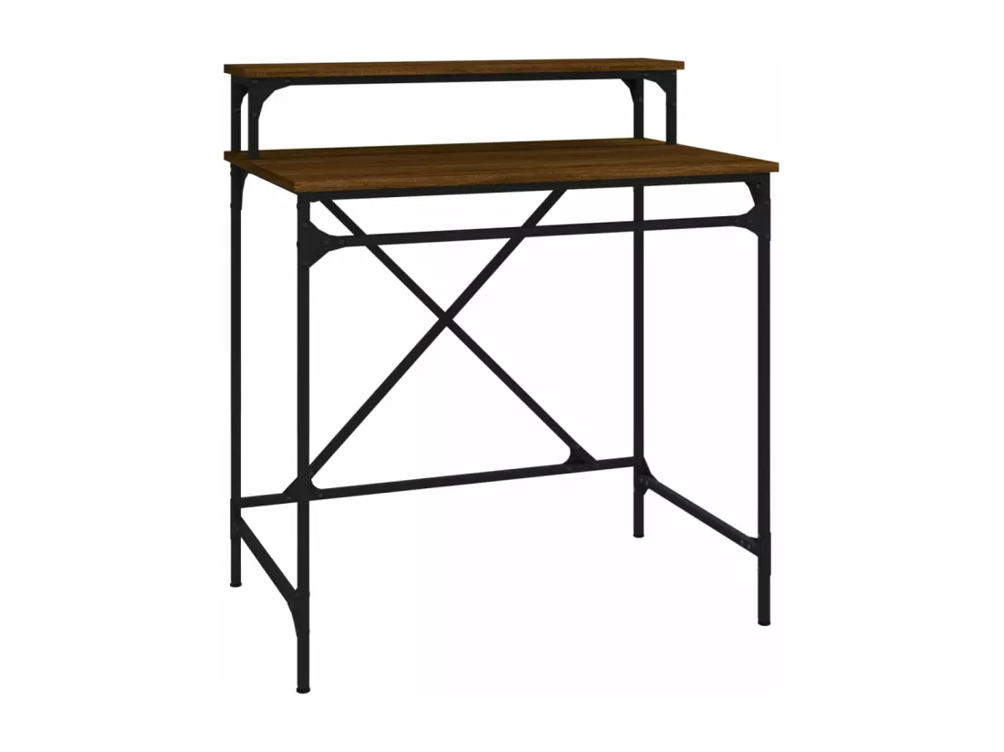Bureau chêne marron 80x50x90 cm bois d'ingénierie et fer