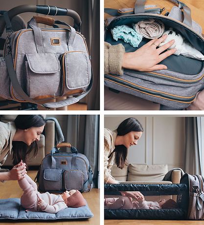 Bizzi Growin Wickeltasche/Reisebett - POD - Windsor Grey