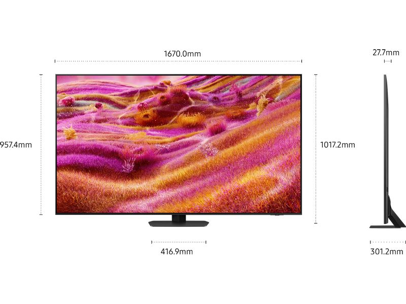 Samsung TV QE75QN90F 75'' QN90F Neo QLED 4K Mini LED AI TV, 120 Hz (Up to 165 Hz), 4K (3.840 x 2.160), NQ4 AI Gen3 Processor, 60W 4.2.2CH
