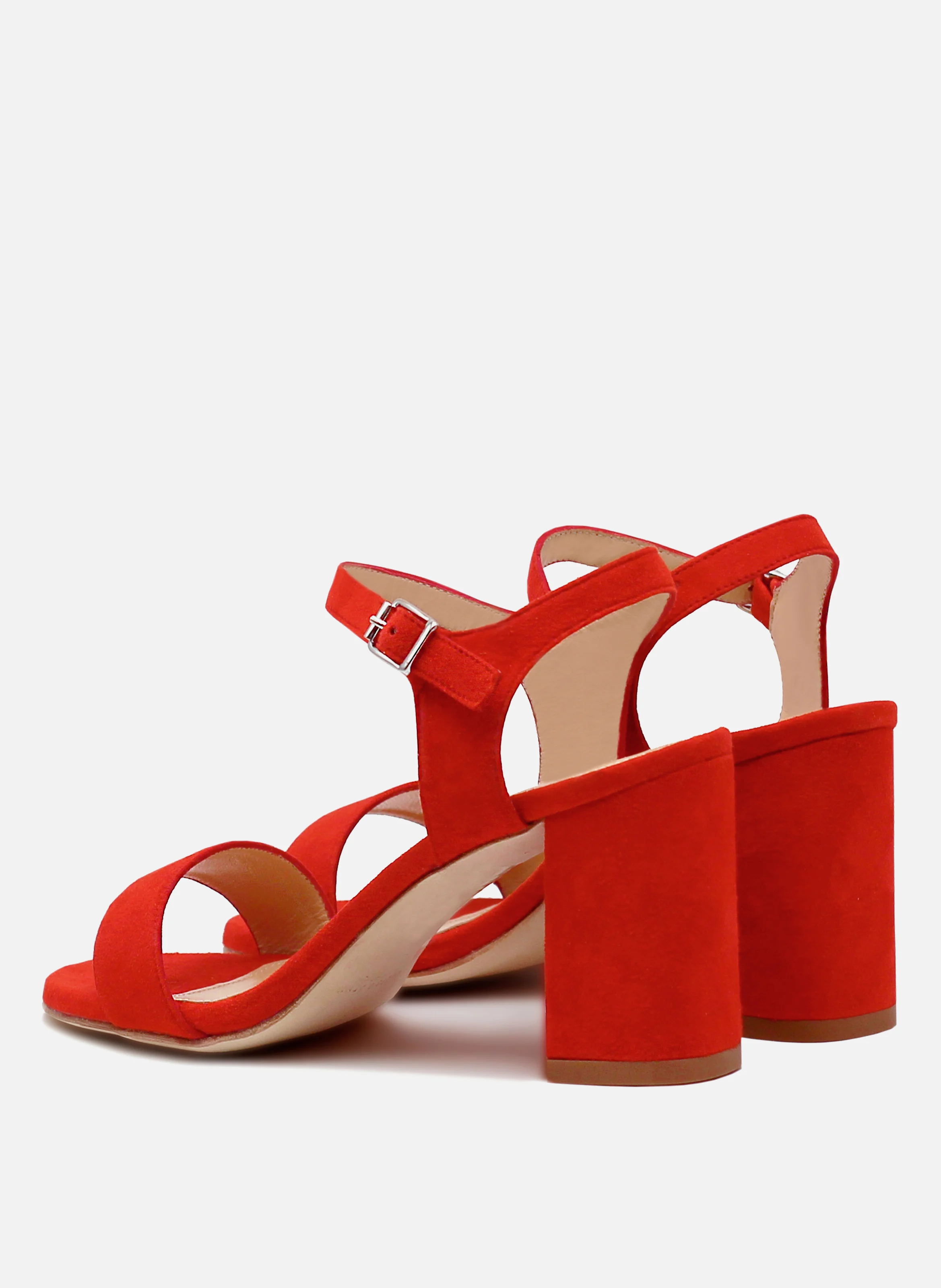 Sandales à talon cuir daim | Rouge