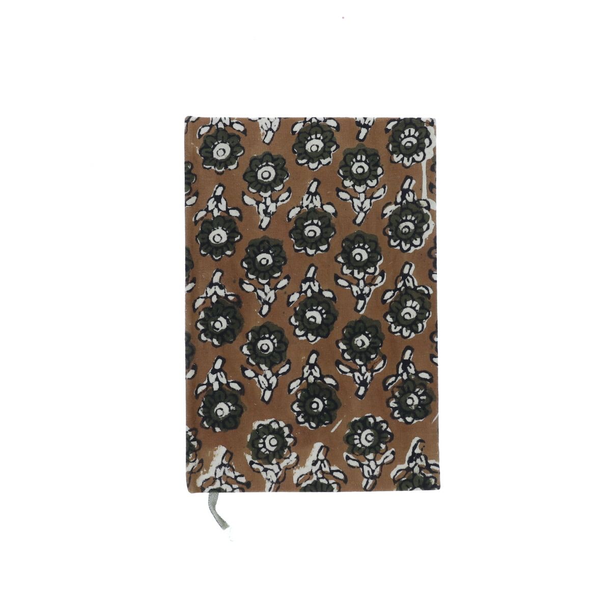 Petit carnet de notes fleuri kaki Block print - Delhi d'antan Pondie Chérie