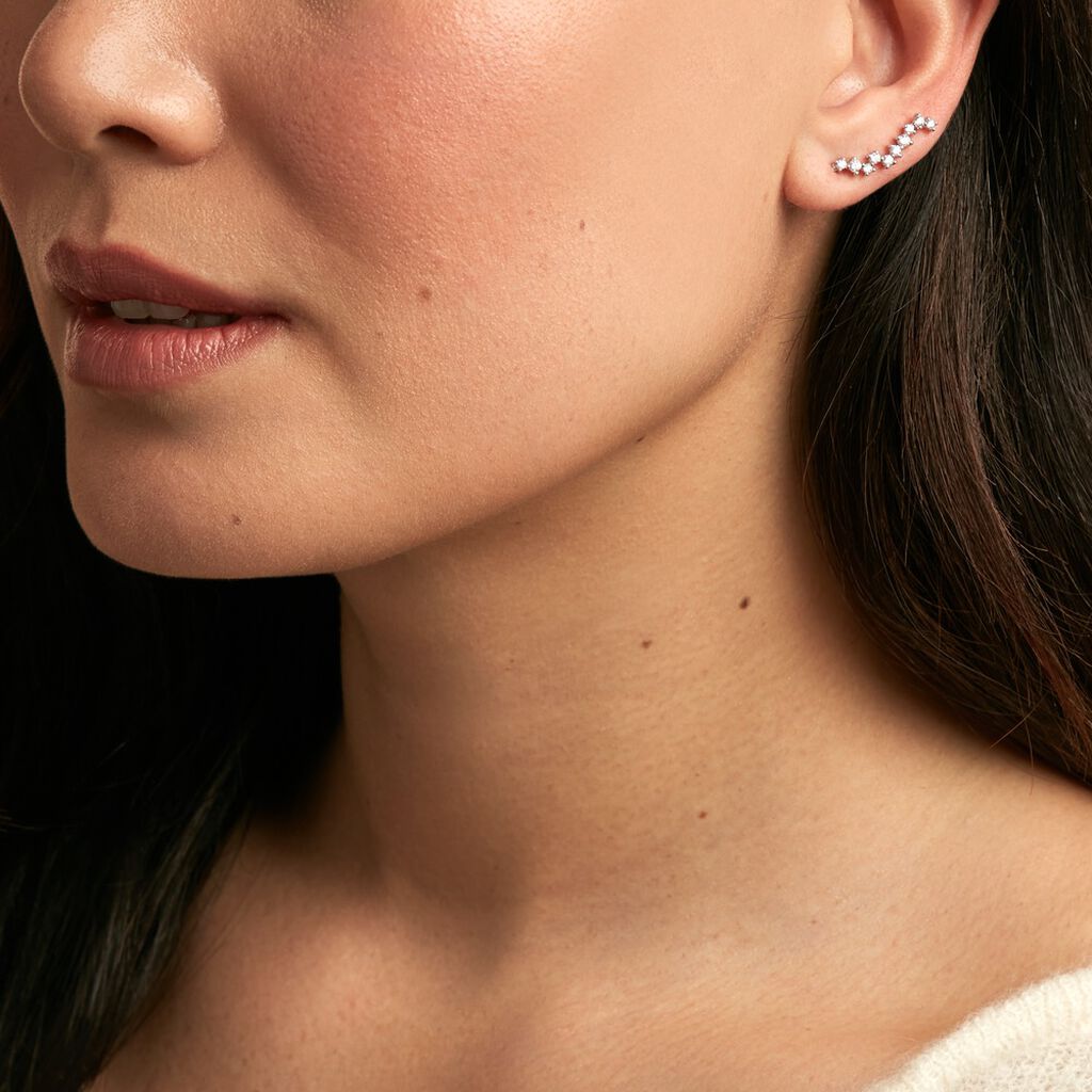 Bijoux D'oreilles Brandi Argent Rhodié Oxyde De Zirconium