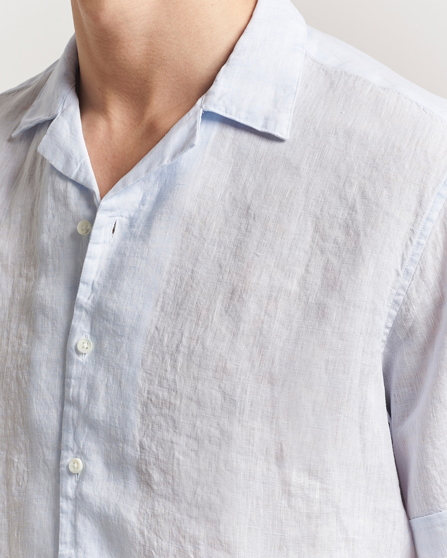 Stenströms Short Sleeve Linen Shirt Light Blue