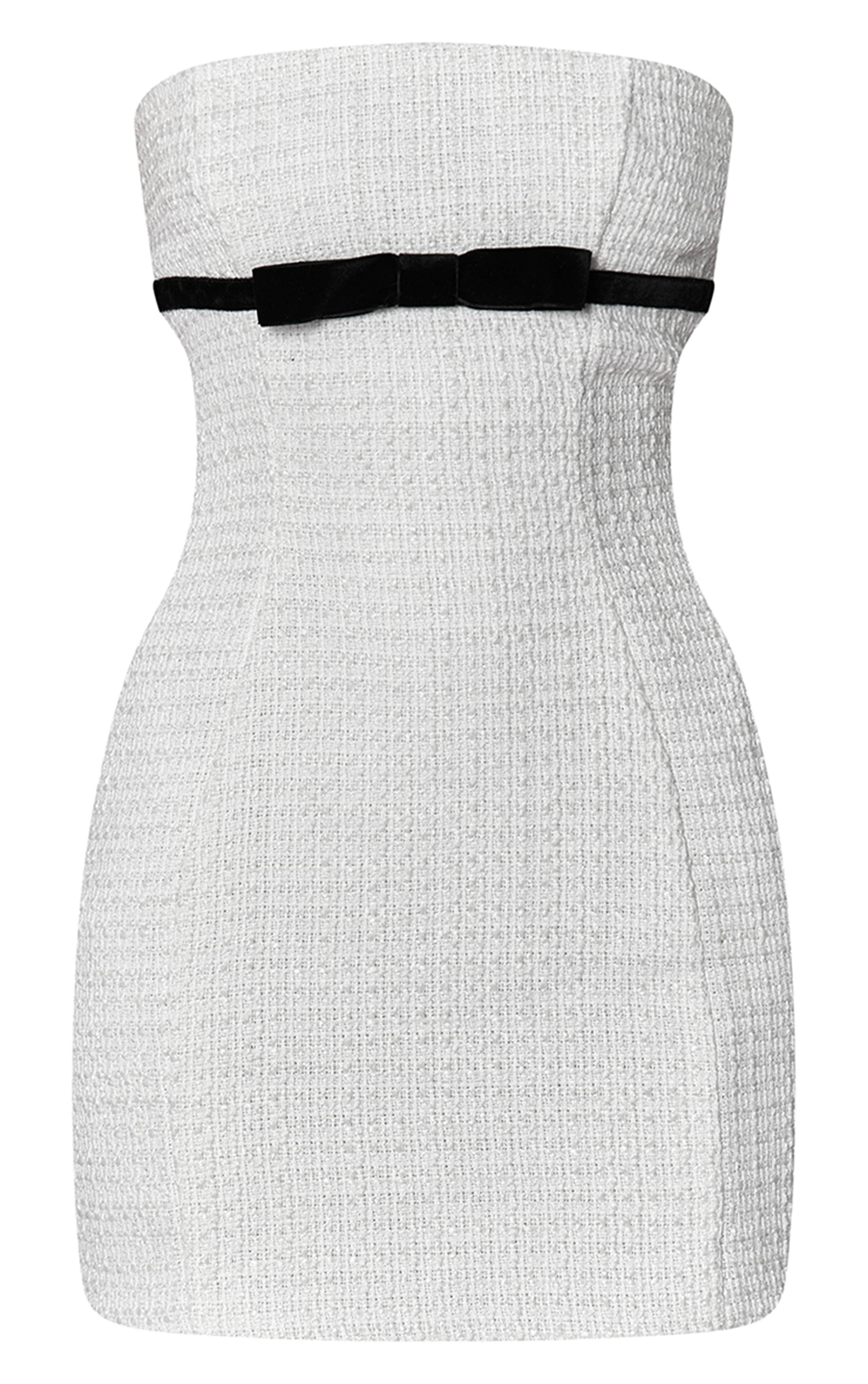 Robe Mini Bandeau En Bouclé Avec Nœud Décoratif