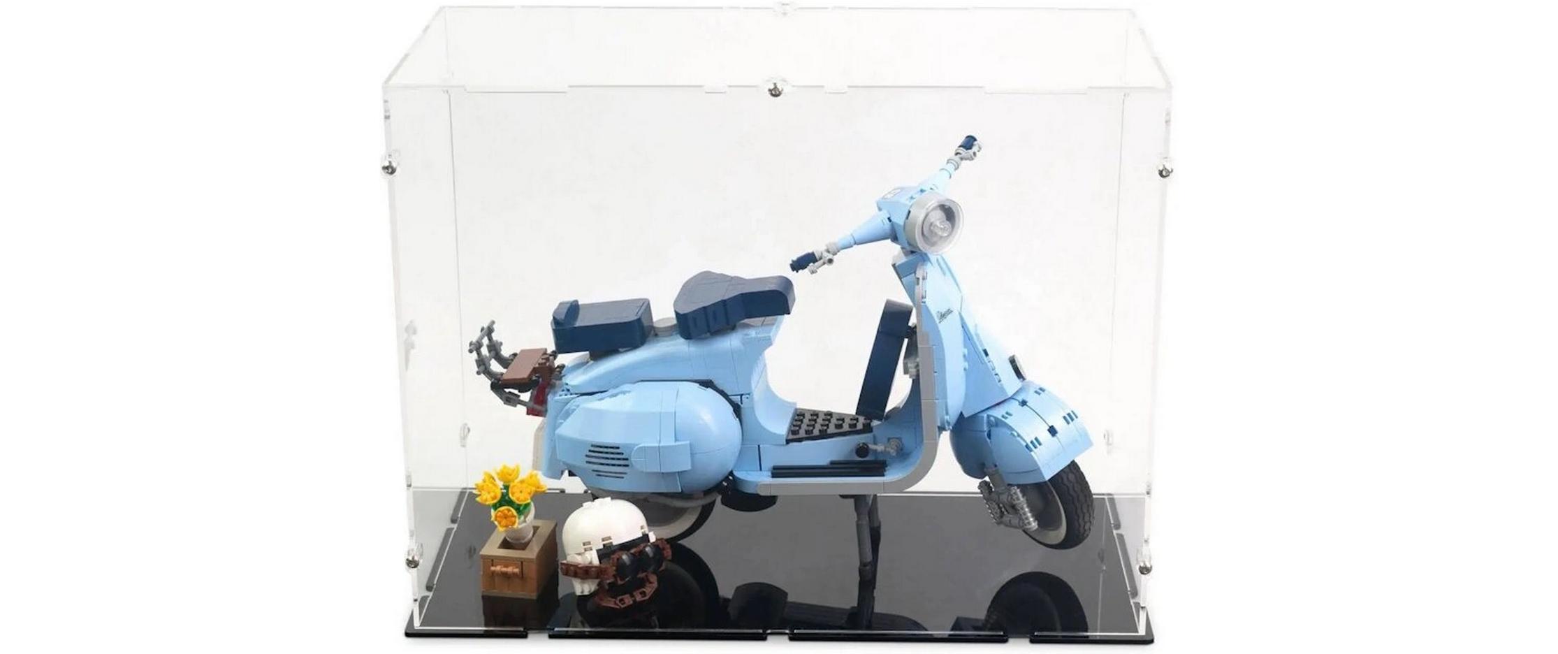 Baukasten Acryl-Display für LEGO 10298 Vespa 125Acry-Display-Box mit schwarzem Boden