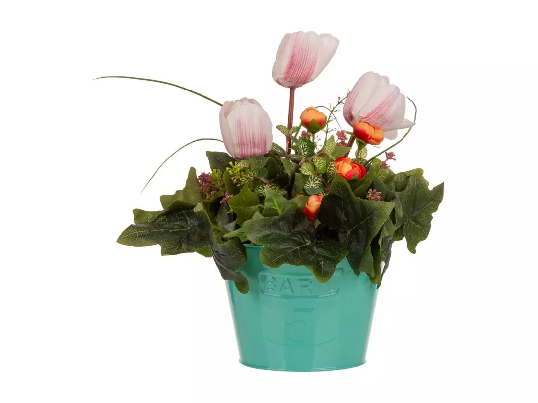 Pot avec fleur artificielle 18x18x37h
