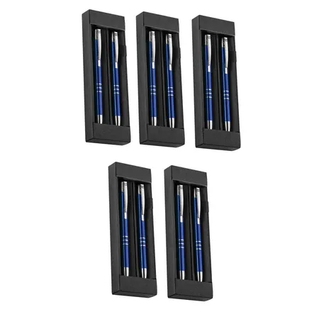 Macma Metall Schreibset, Kugelschreiber + Druckbleistift, Farbe: blau, 5 Stück