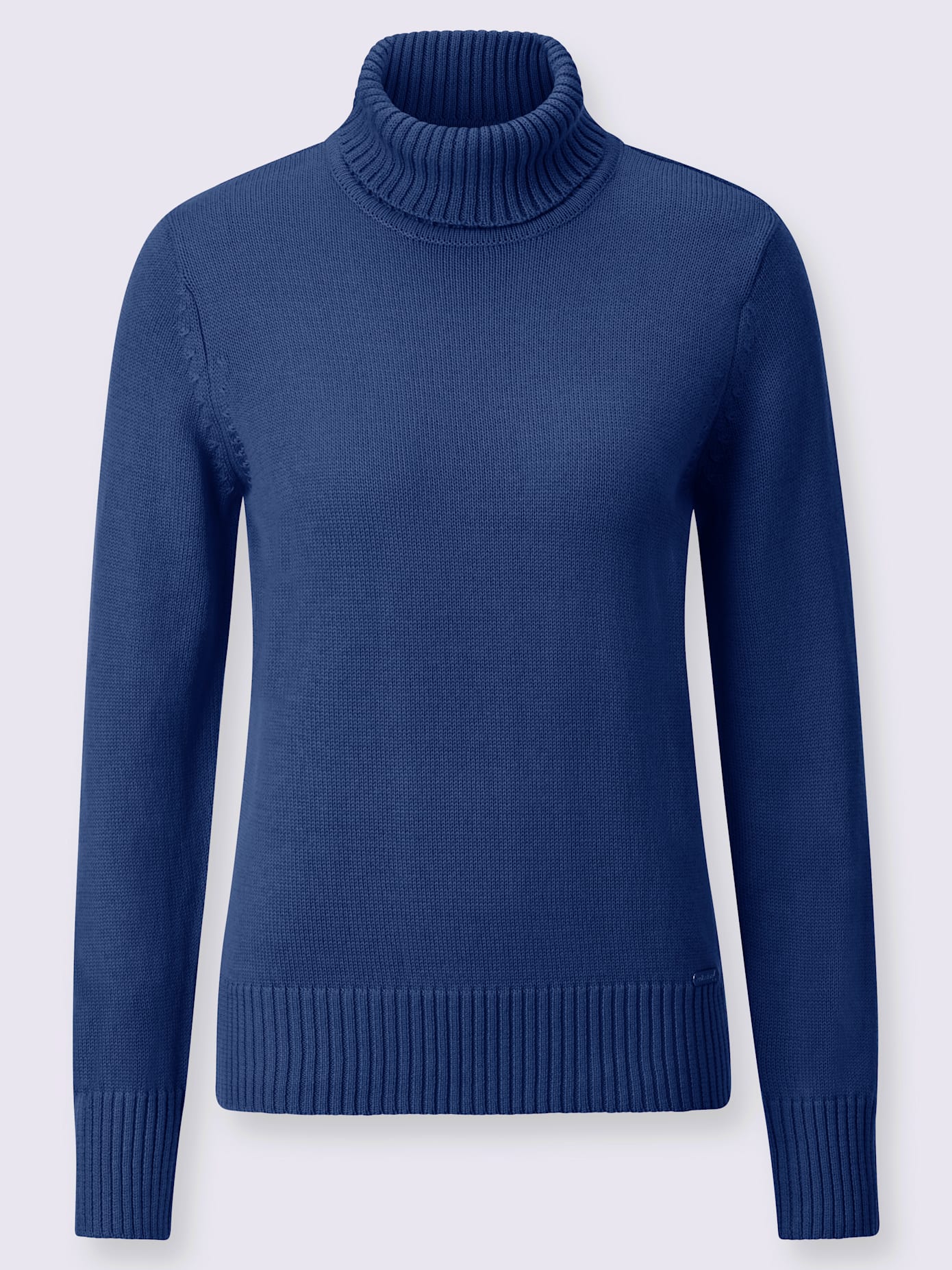Pull femme col roulé manches ourlet avec finitions côtelées