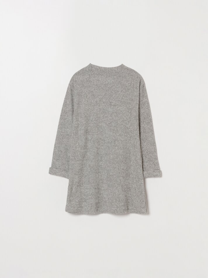 Vestido canelado macio - Cinza Mesclado