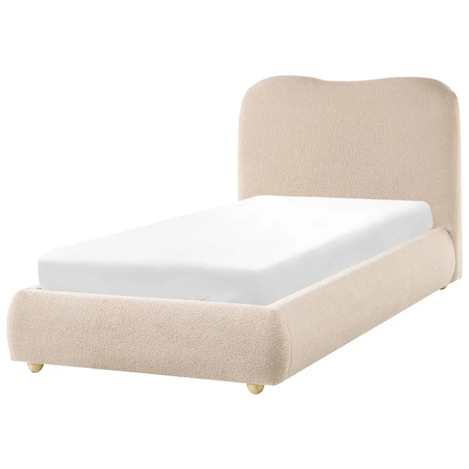 BLAGNAC - Bed met opbergruimte - Beige - 90 x 200 cm - Bouclé