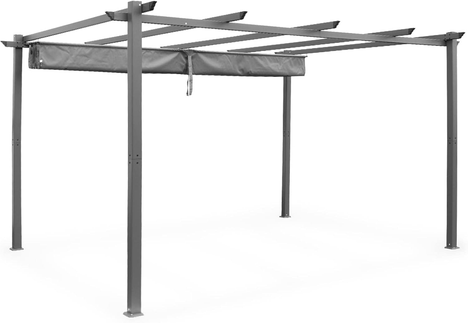 Alice's Garden - Aluminium Pergola - 3 x 4 m - Stoff Grau - Ideale Pergola für Ihre Terrasse, verschiebbarer Stoff, Aluminiumstruktur - Isla