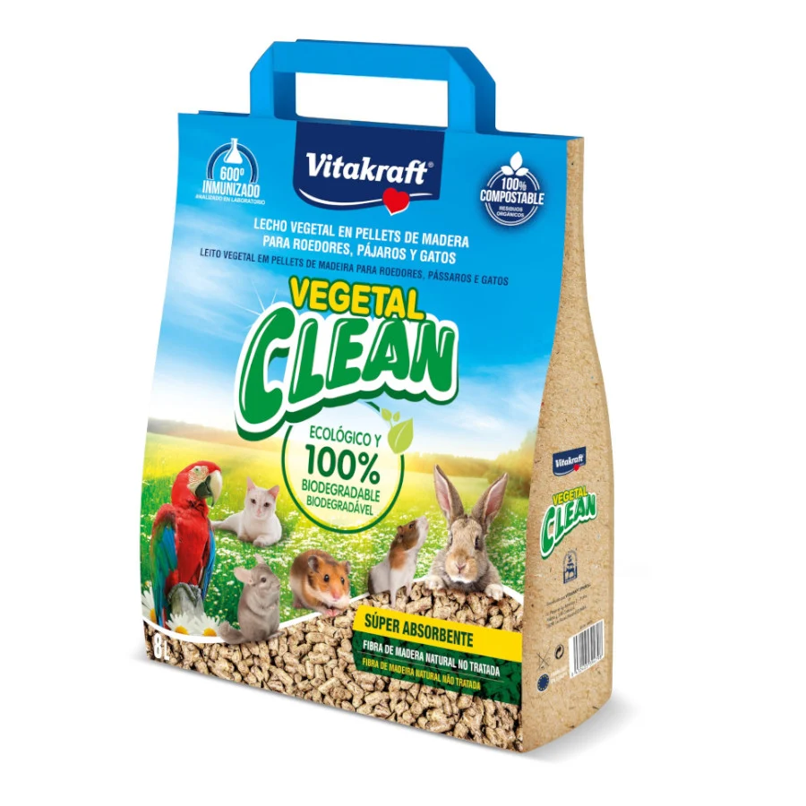 Pellets de madeira limpa para animais da Vitakraft (vegetais).