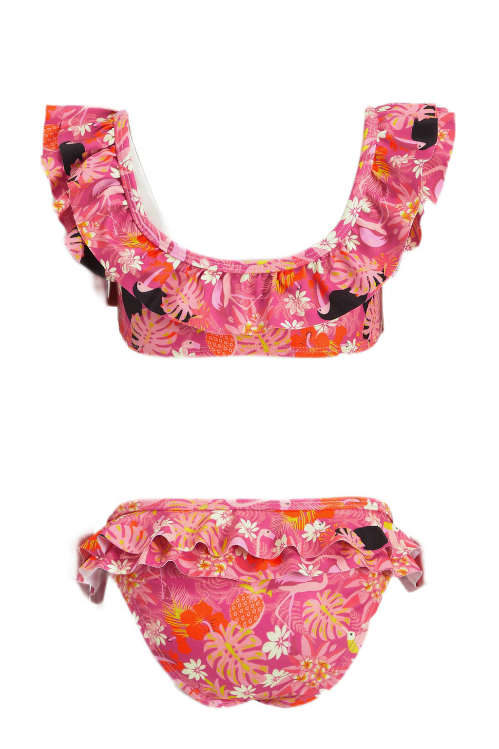 crop bikini Maaike met ruches fuchsia